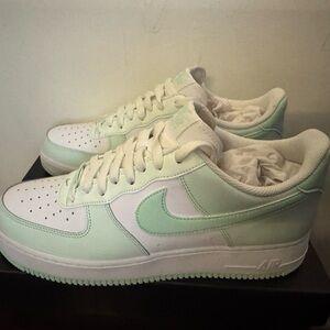 Nike Air Force 1 Mint Green and White Athletic Shoes